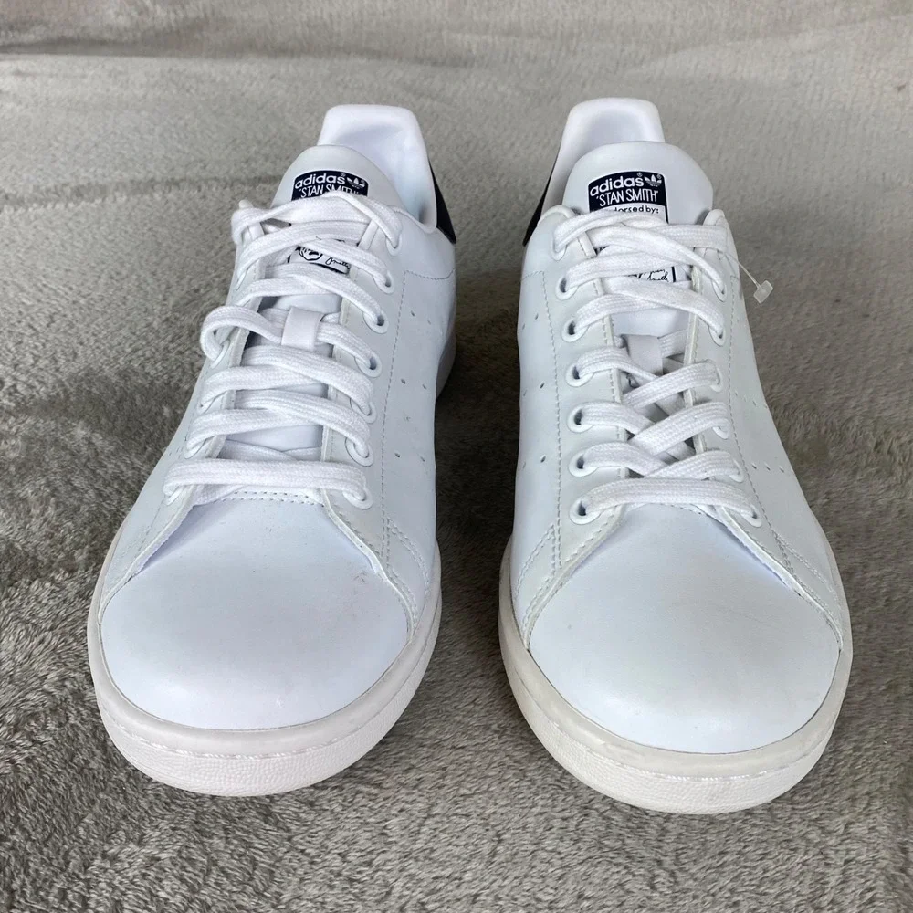 Adidas Stan Smith Mens Shoes Size 11.5 White Blue Leather Tennis Pickleball NEW